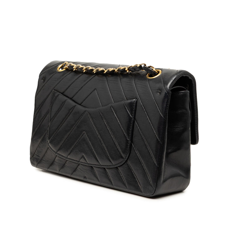 Chanel Medium Classic Chevron Cuir d’agneau Double rabat