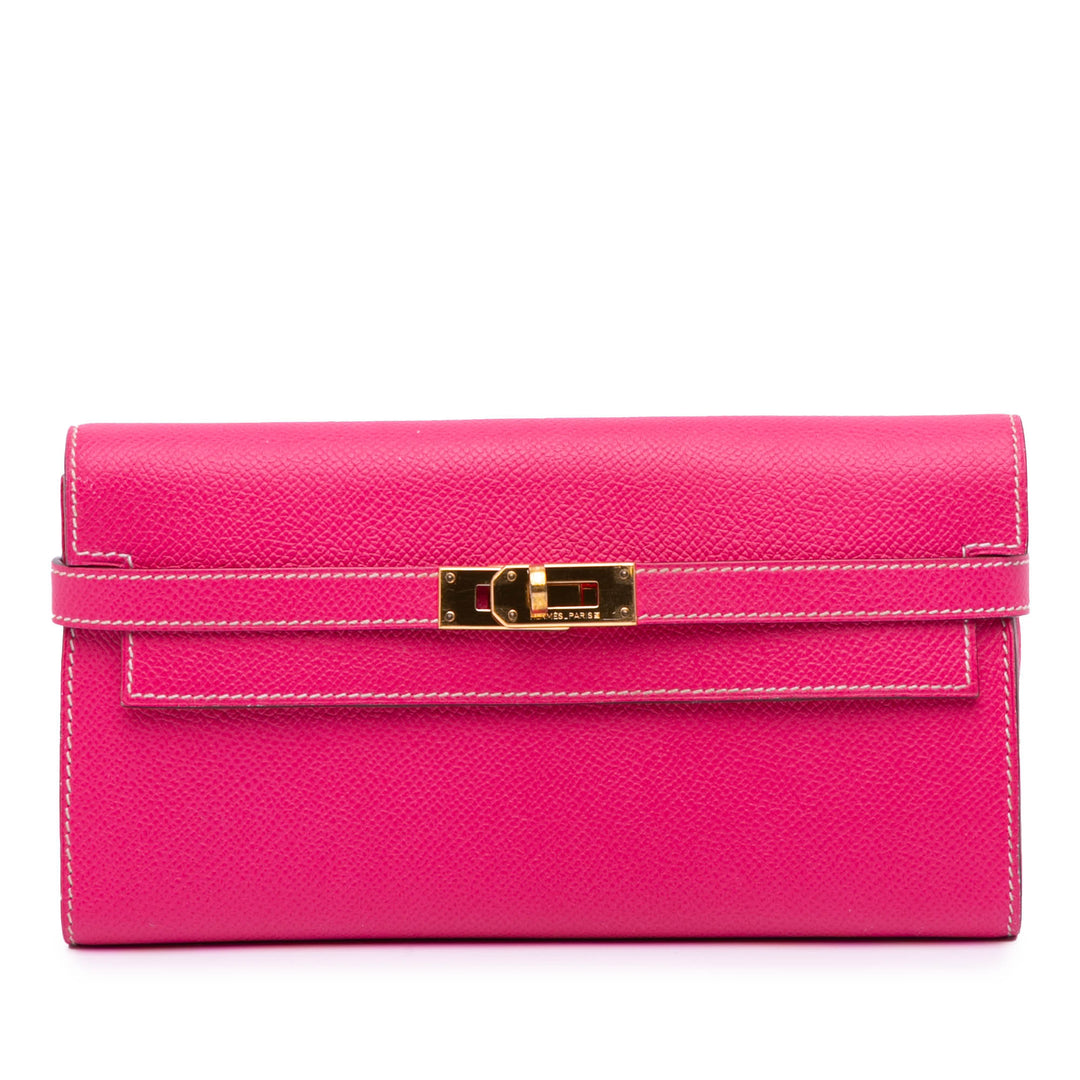 Epsom Kelly Longue Wallet Pink - Gaby Paris
