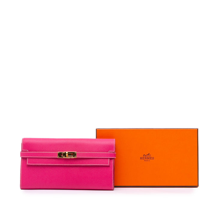 Epsom Kelly Longue Wallet Pink - Gaby Paris