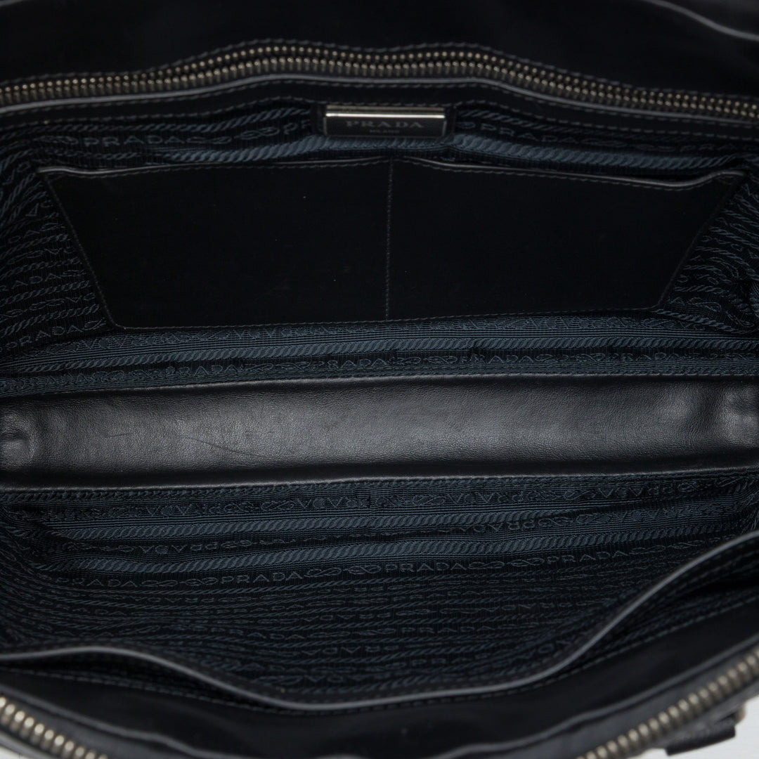 Prada Porte-documents Rayé Business Saffiano Noir – vue 4 – GABY PARIS