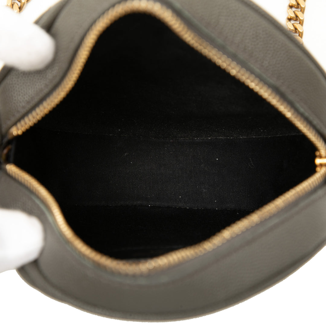 Saint Laurent Chevron Grain De Poudre Rond Vinyle Sac caméra