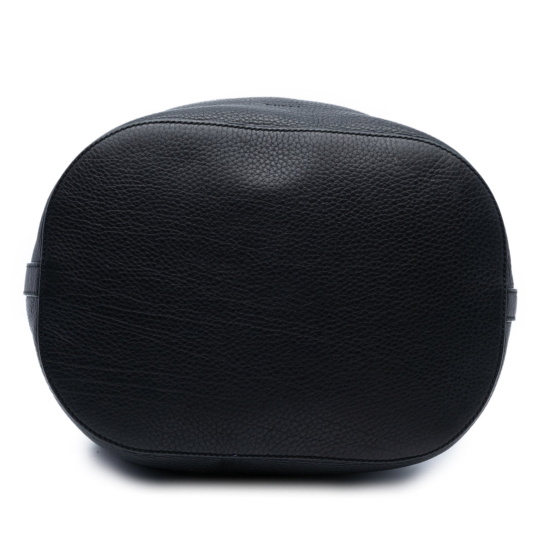 Gucci Pebbled Cuir de veau Miss Bamboo Pompon Bucket Sac