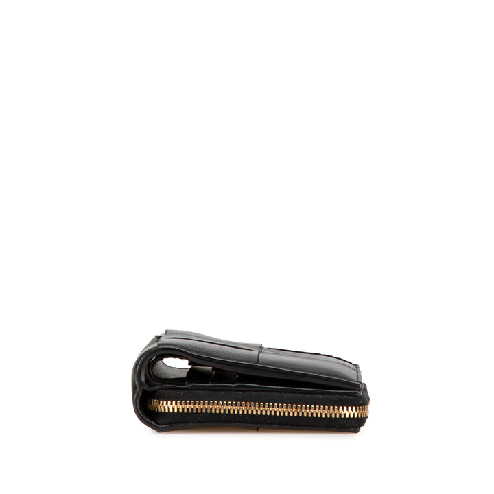 Bottega Veneta Cuir d’agneau Maxi Intreccio Cassette Bifold Zip Portefeuille