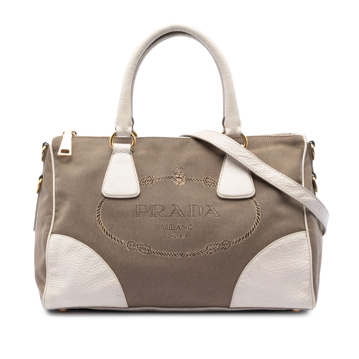 Prada Vitello Daino à finitions Toile Canapa Logo Sac