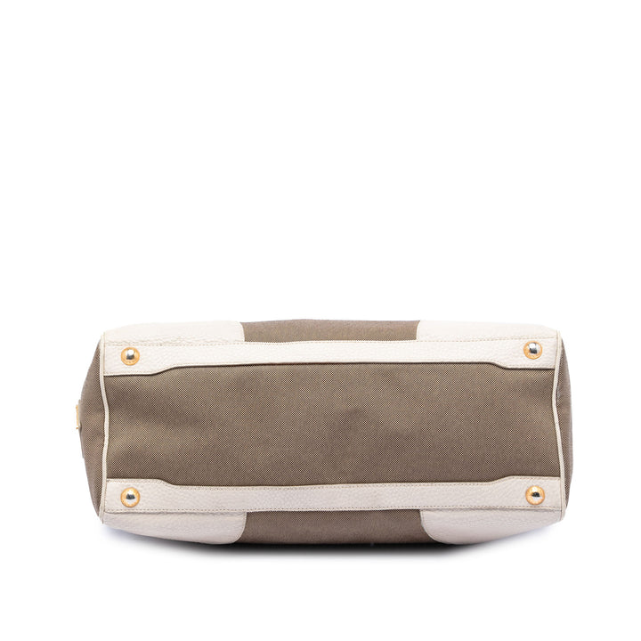 Prada Vitello Daino à finitions Toile Canapa Logo Sac