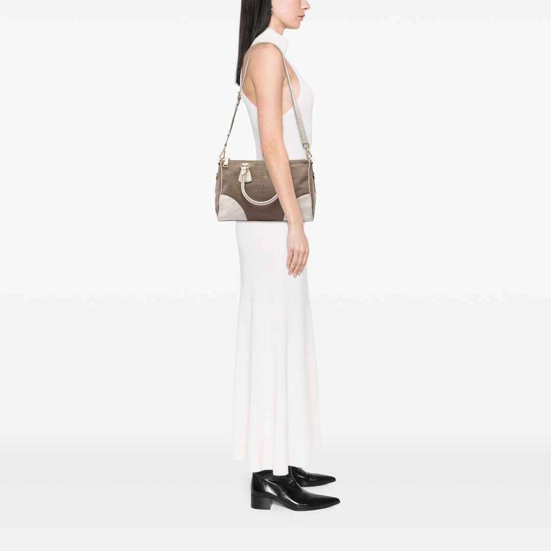 Prada Vitello Daino à finitions Toile Canapa Logo Sac