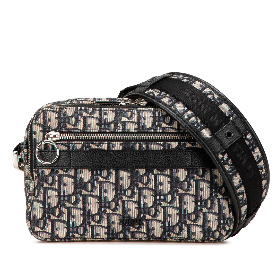 Oblique Canvas Safari Crossbody Blue - Gaby Paris