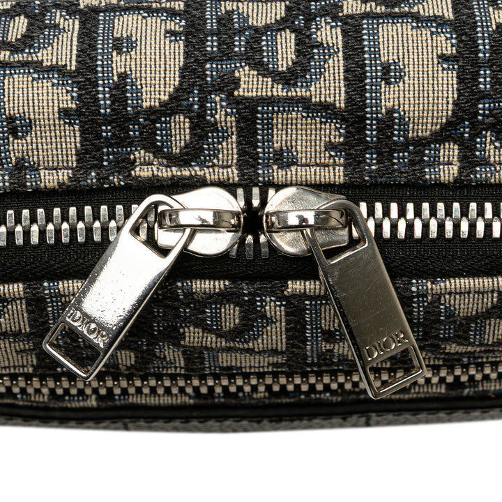 Oblique Canvas Safari Crossbody Blue - Gaby Paris