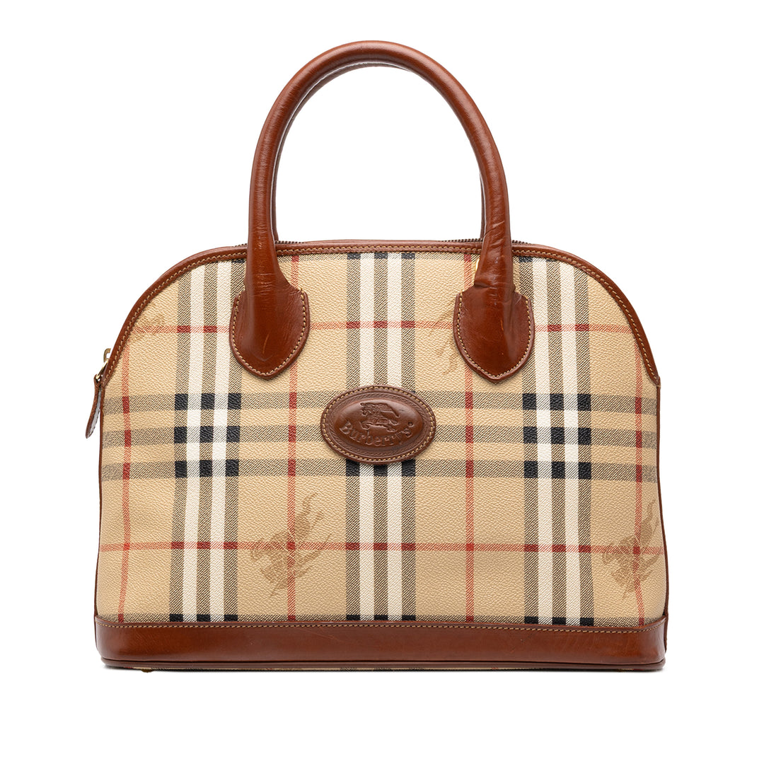 Burberry Sac à main Haymarket Check dôme Toile enduite Beige – vue principale – GABY PARIS