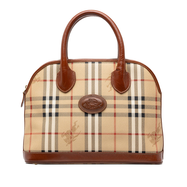 Burberry Sac à main Haymarket Check dôme Toile enduite Beige – vue principale – GABY PARIS