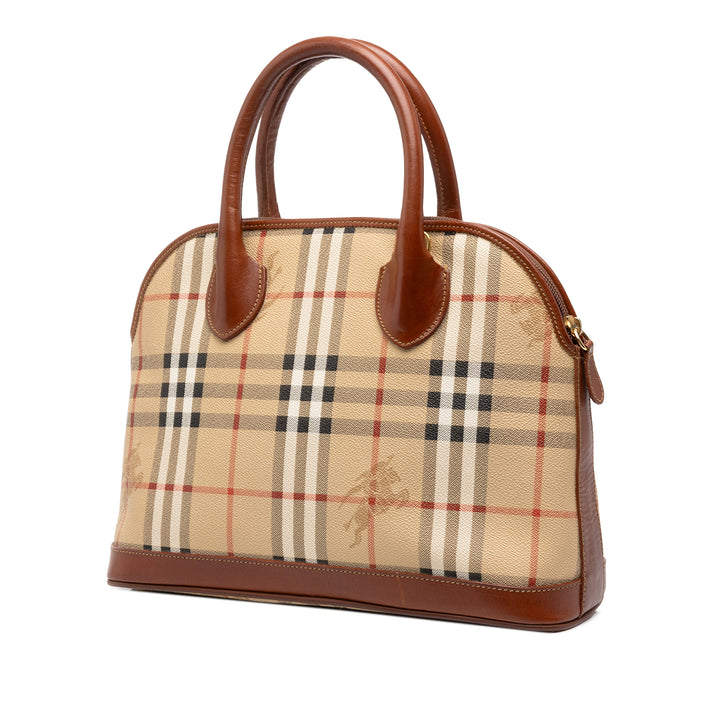 Burberry Sac à main Haymarket Check dôme Toile enduite Beige – vue 2 – GABY PARIS