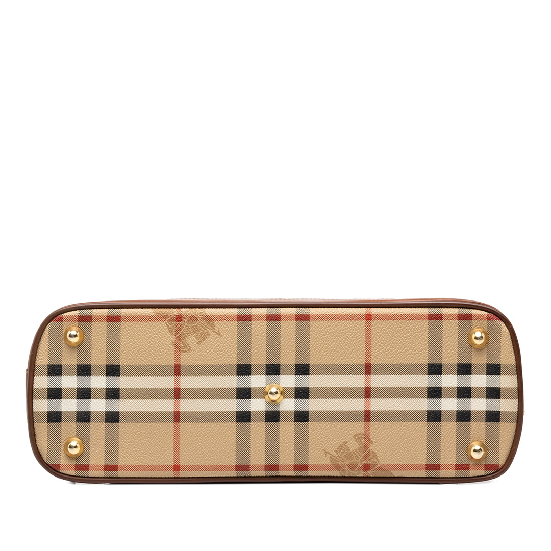 Burberry Sac à main Haymarket Check dôme Toile enduite Beige – vue 3 – GABY PARIS