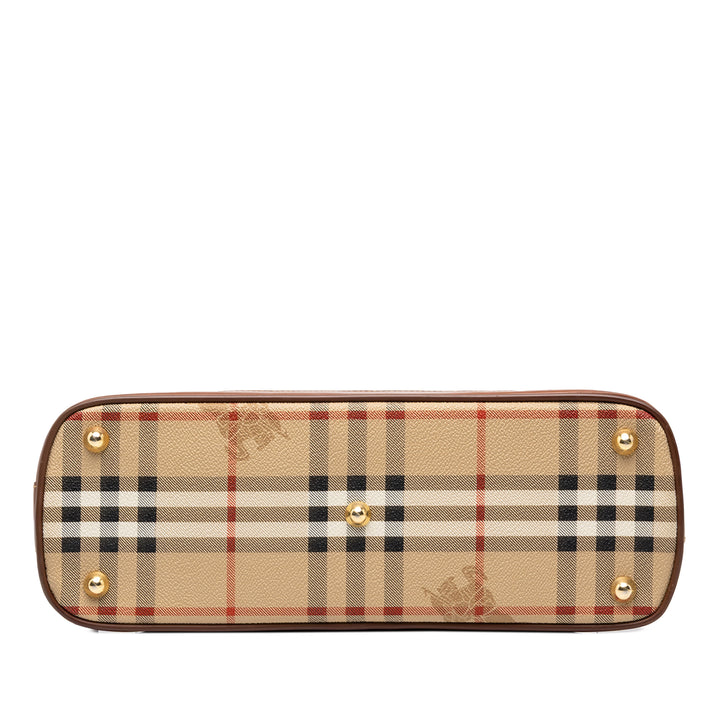 Burberry Sac à main Haymarket Check dôme Toile enduite Beige – vue 3 – GABY PARIS