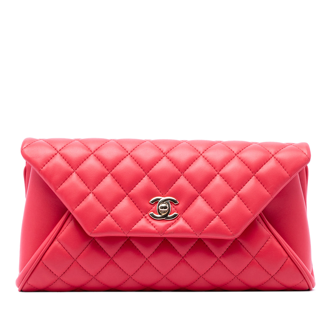 Chanel Matelassé Fold Up Again Pochette Cuir d'agneau Rose – vue principale – GABY PARIS