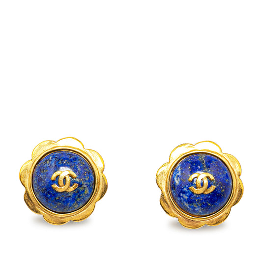Flower Stone CC Clip On Earrings Blue - Gaby Paris