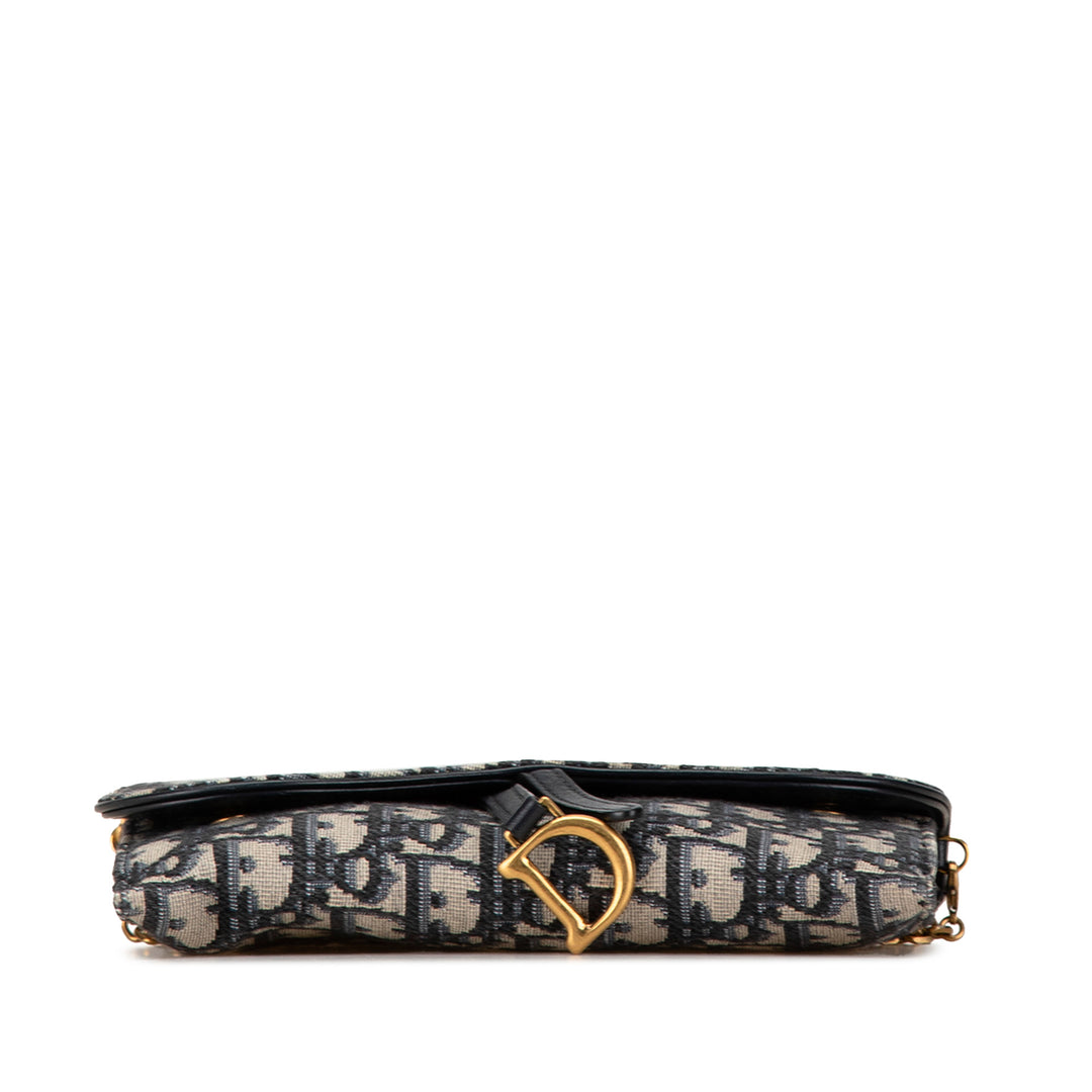 Dior Oblique Saddle Wallet On Chain Blue - GABY PARIS