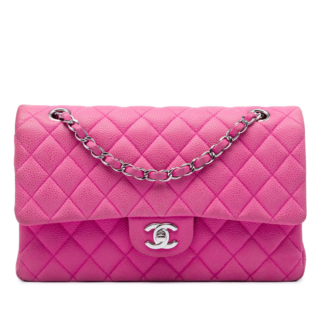 Classic Double rabat Moyen Cuir caviar Rose