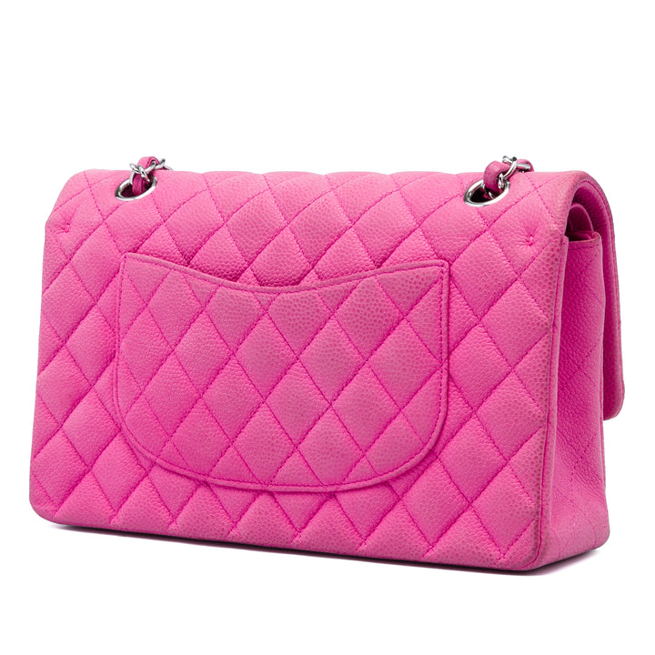 Classic Double rabat Moyen Cuir caviar Rose