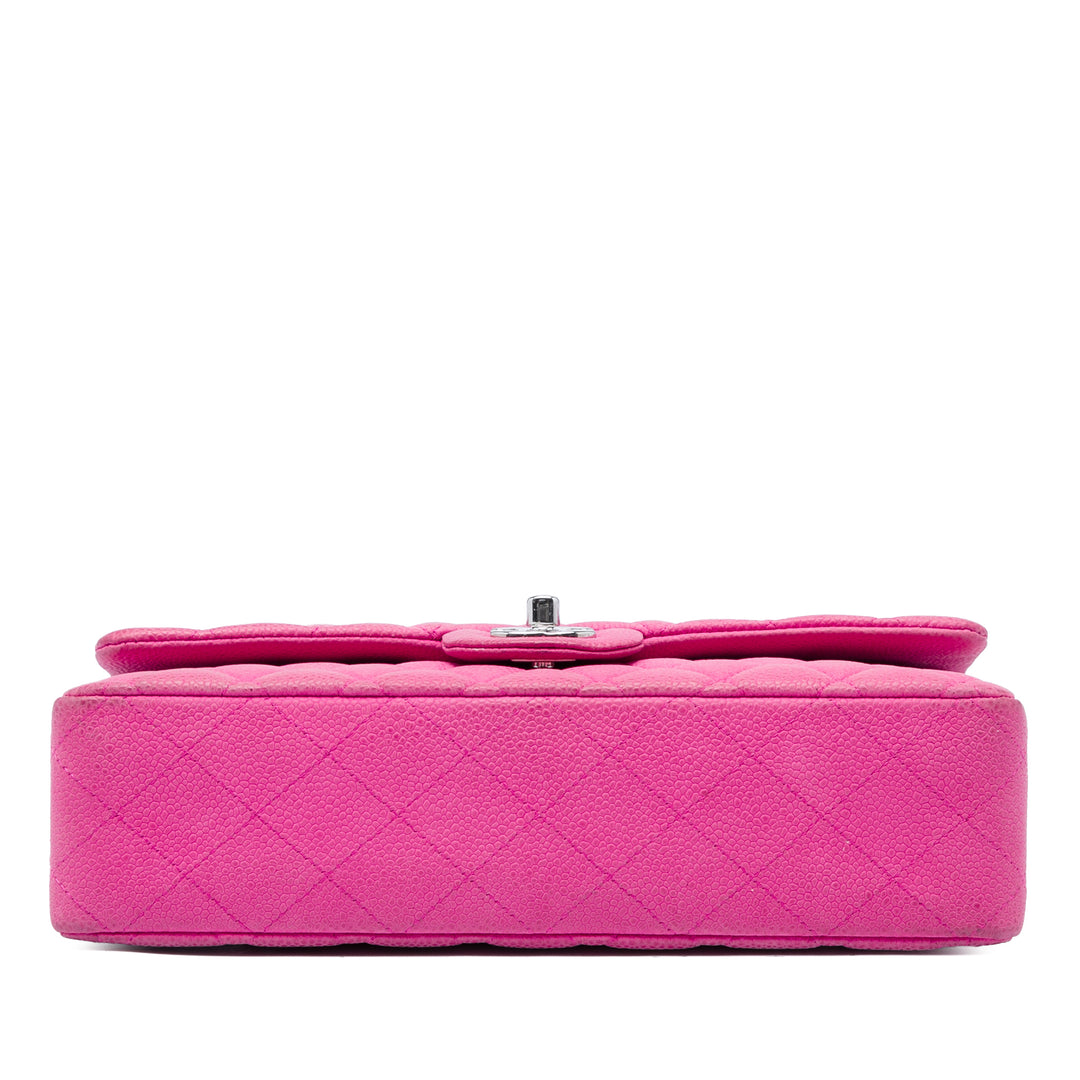 Classic Double rabat Moyen Cuir caviar Rose