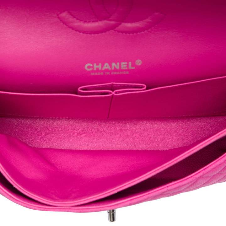 Classic Double rabat Moyen Cuir caviar Rose