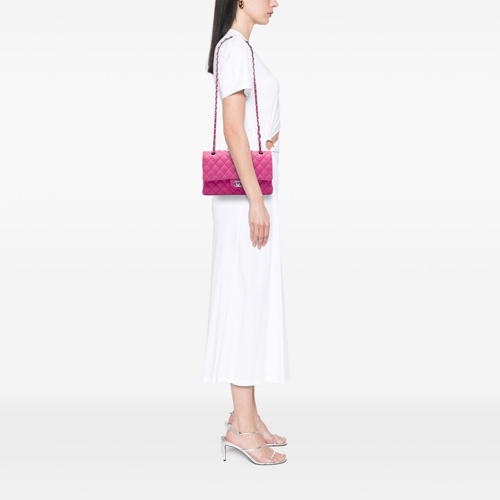 Classic Double rabat Moyen Cuir caviar Rose