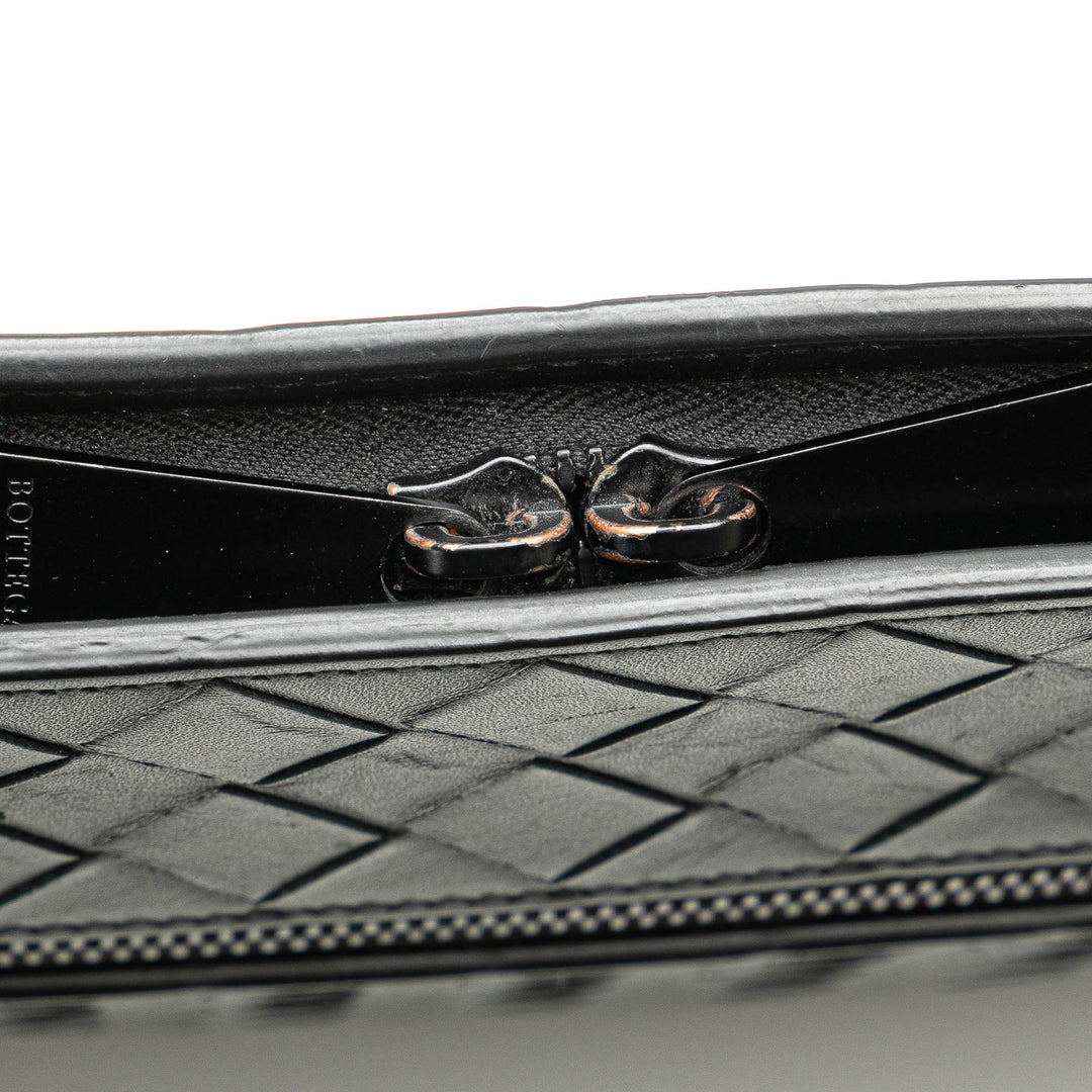 Medium Calfskin Intrecciato Document Case Black - Gaby Paris