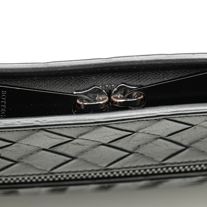 Medium Calfskin Intrecciato Document Case Black - Gaby Paris