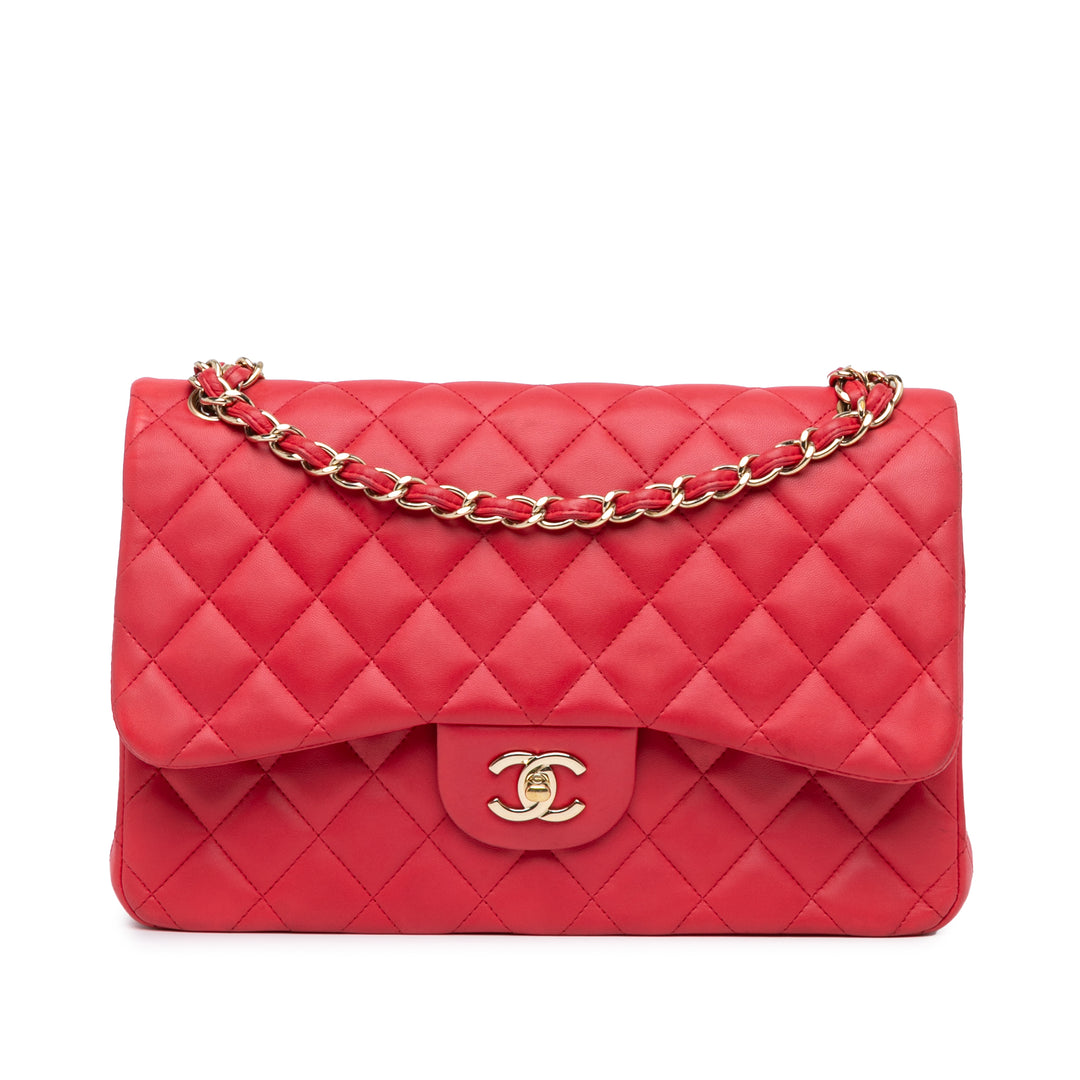 Chanel Jumbo Classic Lambskin Double Flap Red - GABY PARIS