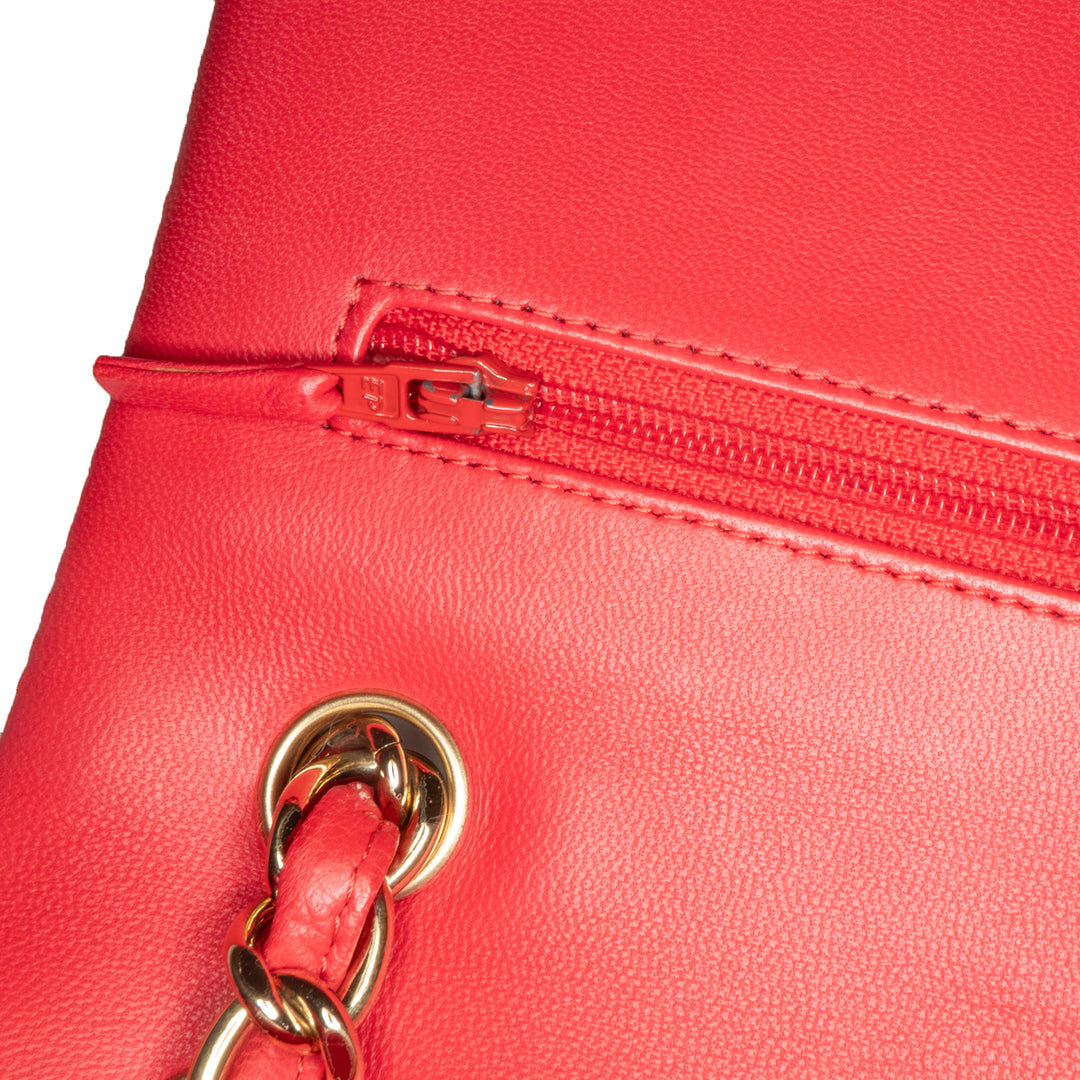 Jumbo Classic Lambskin Double Flap Red - Gaby Paris