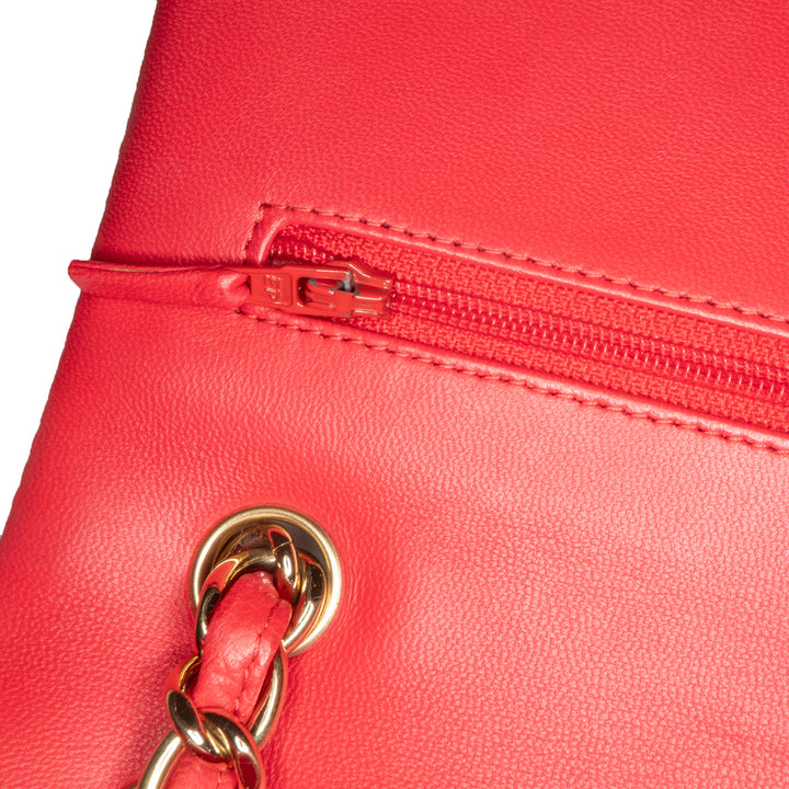 Jumbo Classic Lambskin Double Flap Red - Gaby Paris