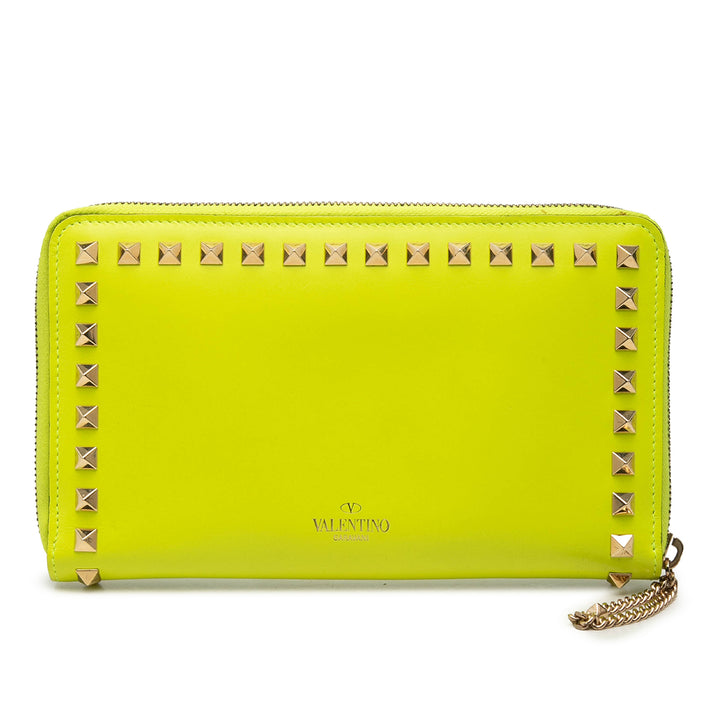 Valentino Cuir Rockstud Zip Around Portefeuille