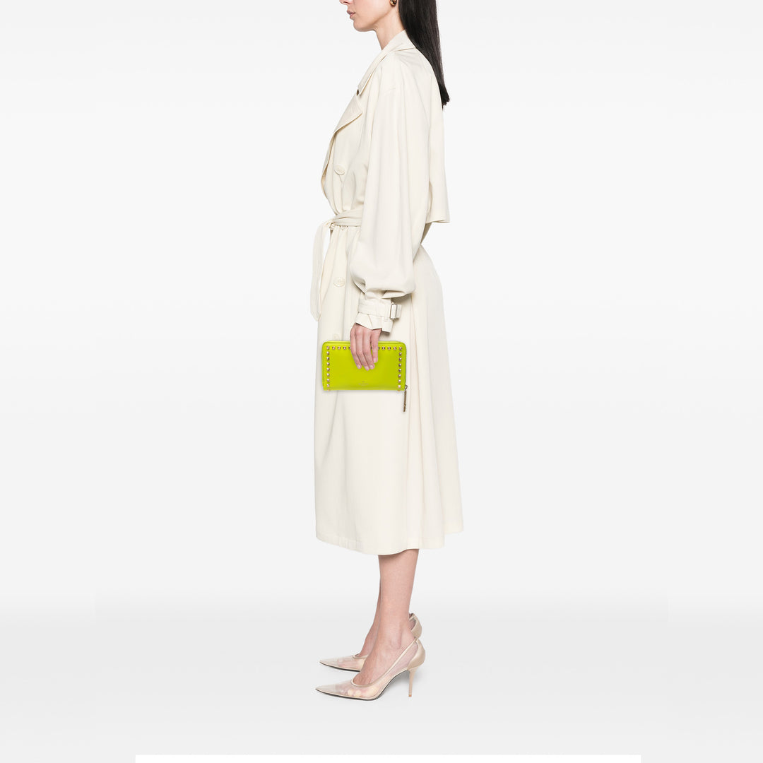 Valentino Cuir Rockstud Zip Around Portefeuille