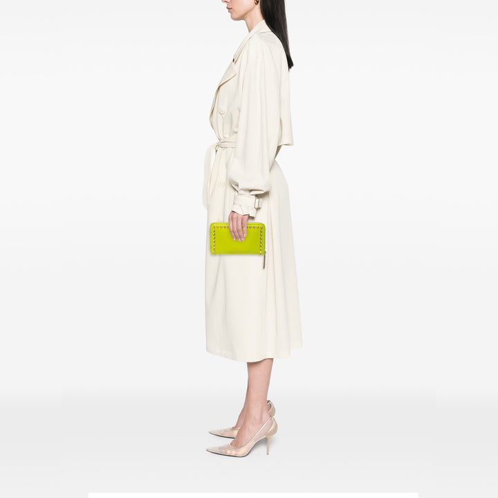 Valentino Cuir Rockstud Zip Around Portefeuille