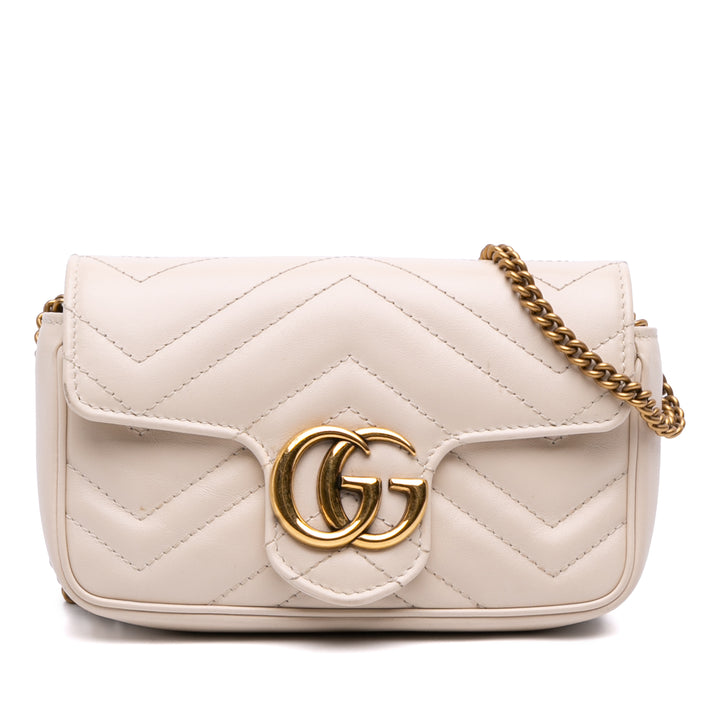 Gucci Mini GG Marmont Matelasse Cuir à rabat Sac porté croisé