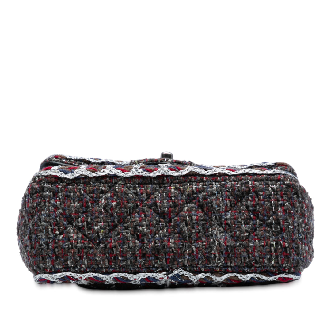 Chanel Mini Rectangular Classic Braided Tweed Simple rabat Noir