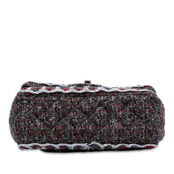 Chanel Mini Rectangular Classic Braided Tweed Simple rabat Noir