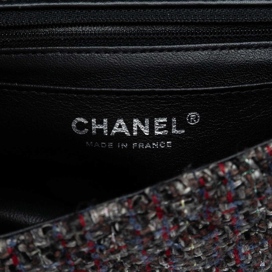 Chanel Mini Rectangular Classic Braided Tweed Simple rabat Noir