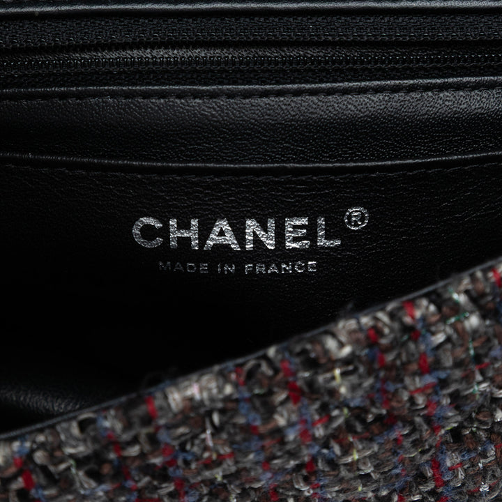 Chanel Mini Rectangular Classic Braided Tweed Simple rabat Noir