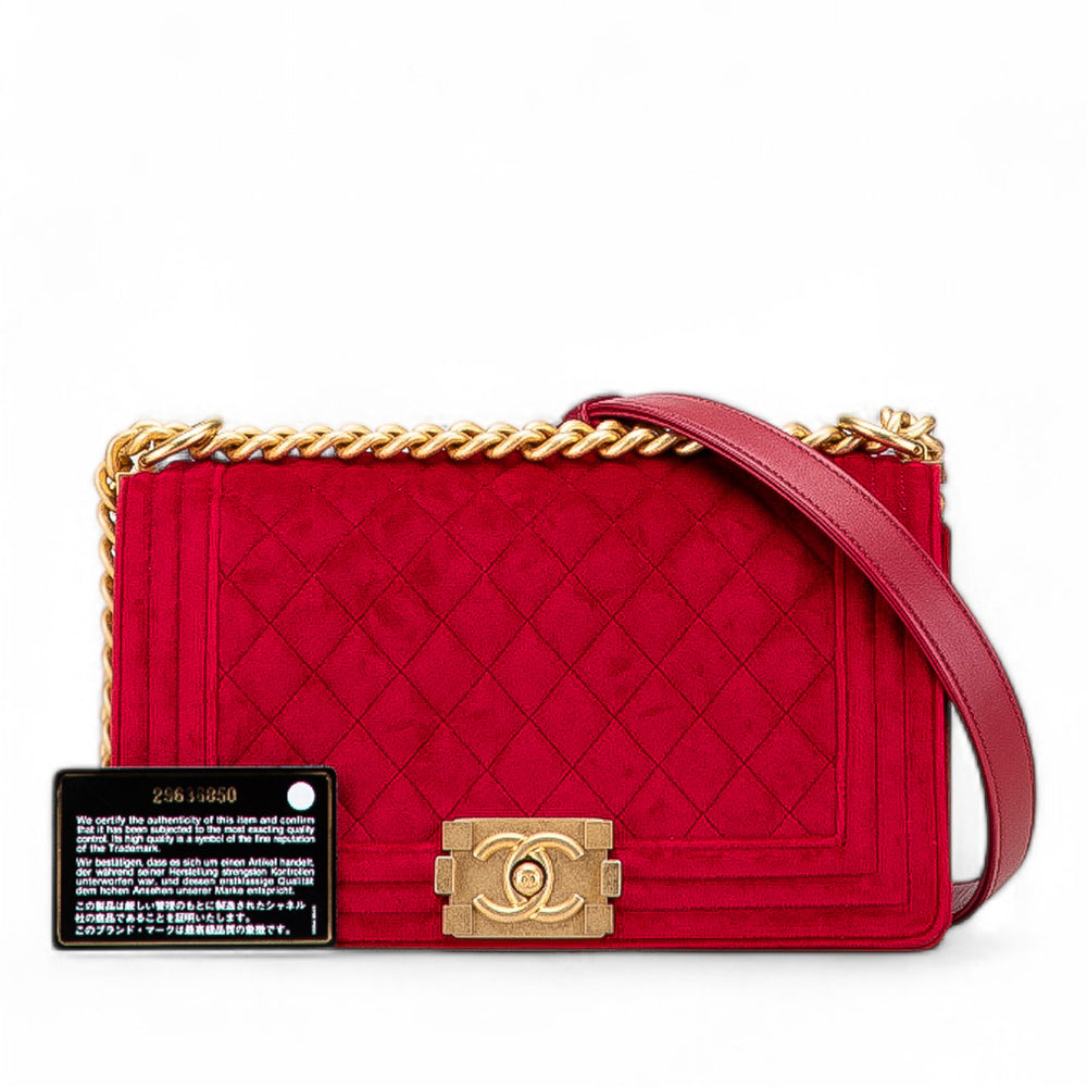 Old Medium Quilted Velvet Boy Flap Red - Gaby Paris