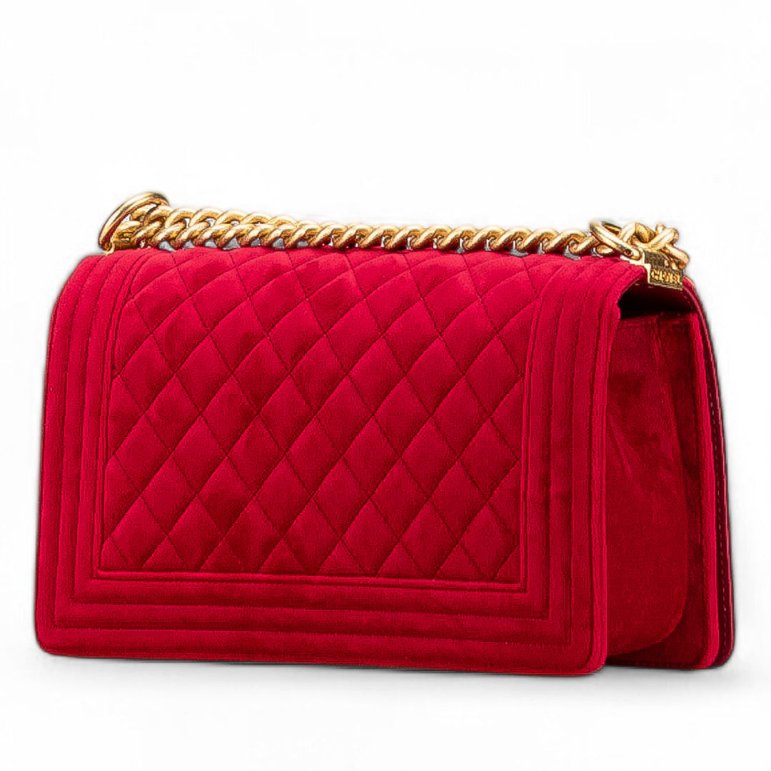 Old Medium Quilted Velvet Boy Flap Red - Gaby Paris