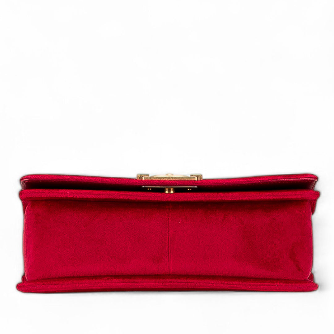 Old Medium Quilted Velvet Boy Flap Red - Gaby Paris