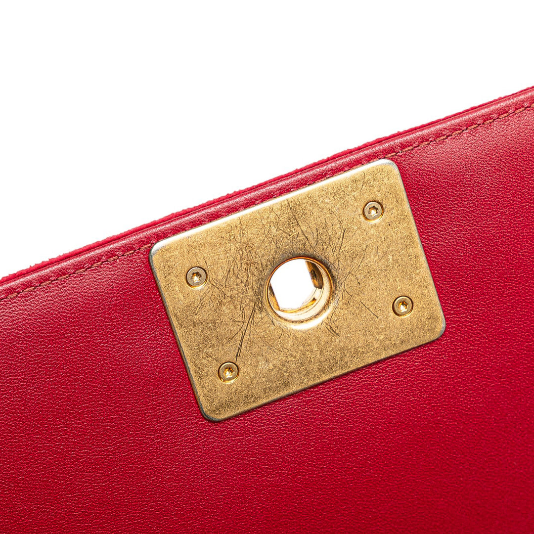 Old Medium Quilted Velvet Boy Flap Red - Gaby Paris