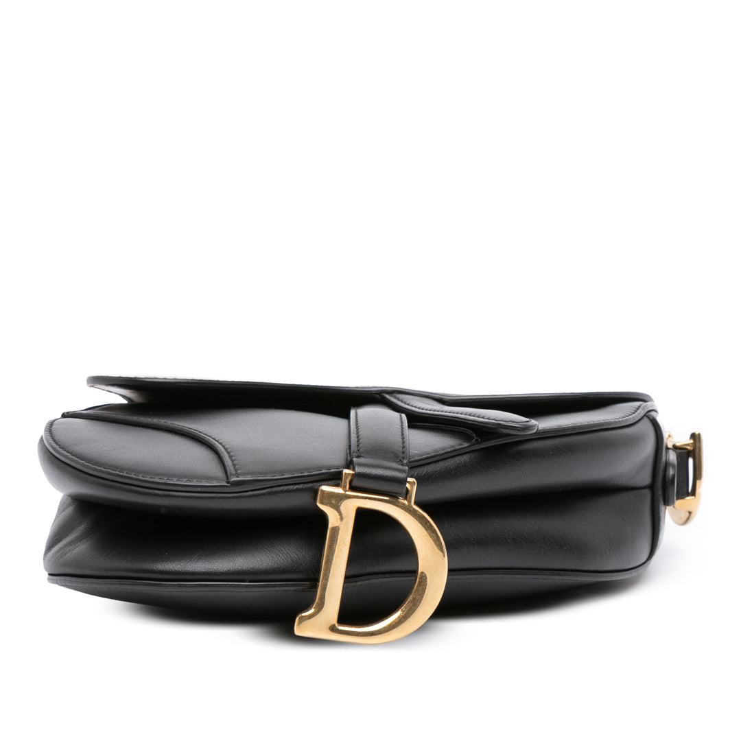 Saddle Sac Mini Cuir de veau lisse Noir