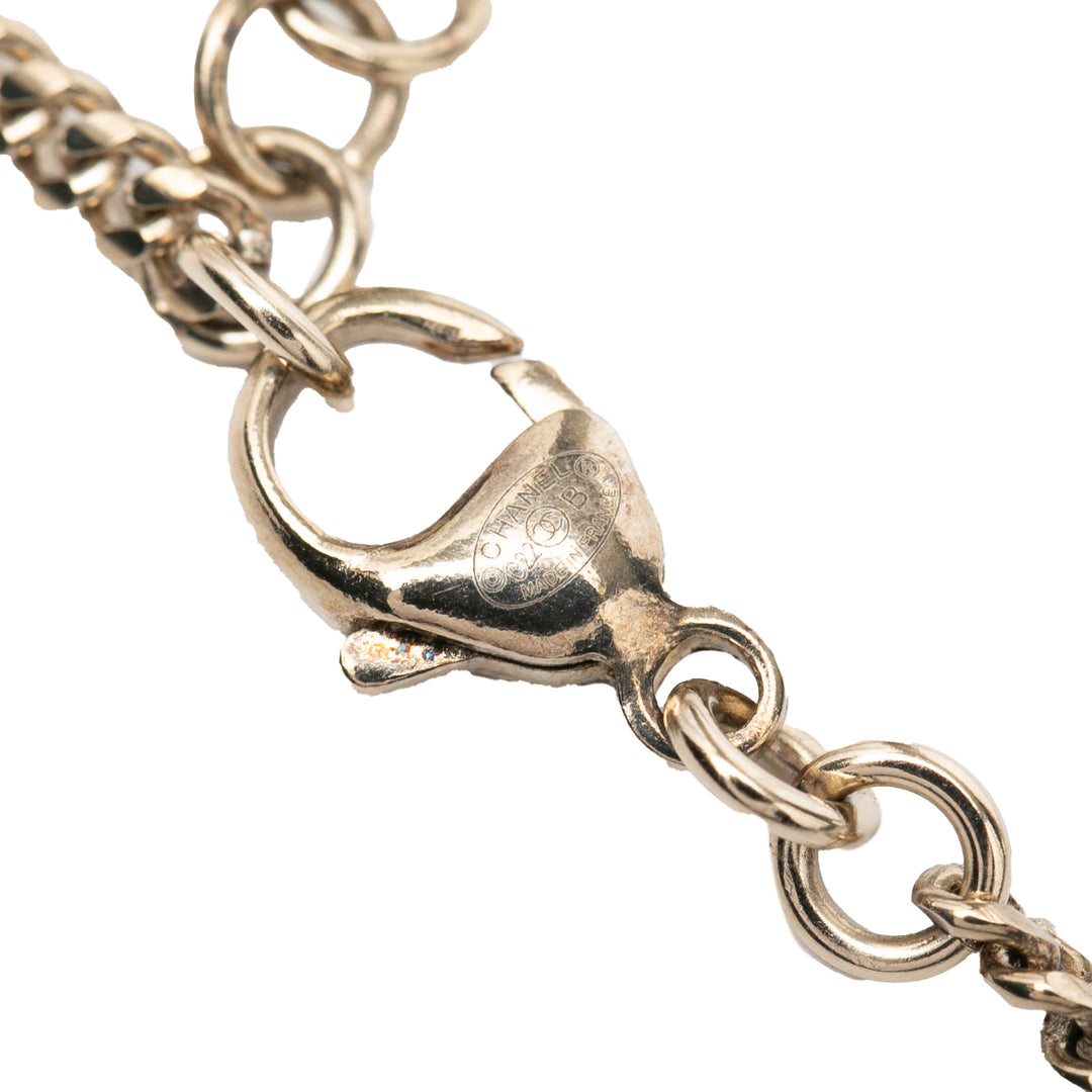 Chanel plaqué CC Perles fantaisie Cristal Heart Pendant Collier