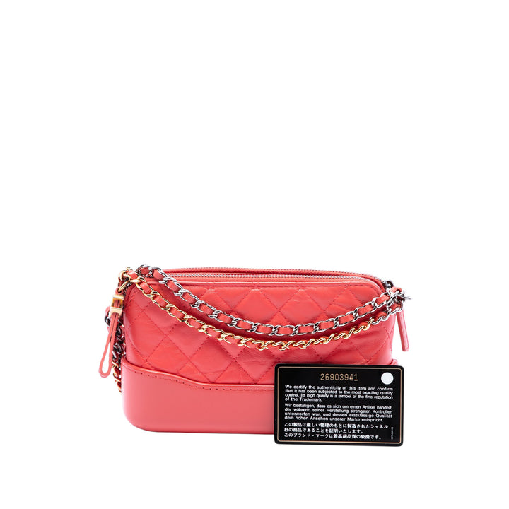 Chanel Pochette Matelassé vieilli Gabrielle Double Zippé avec chaîne Cuir de veau Rose – vue 7 – GABY PARIS