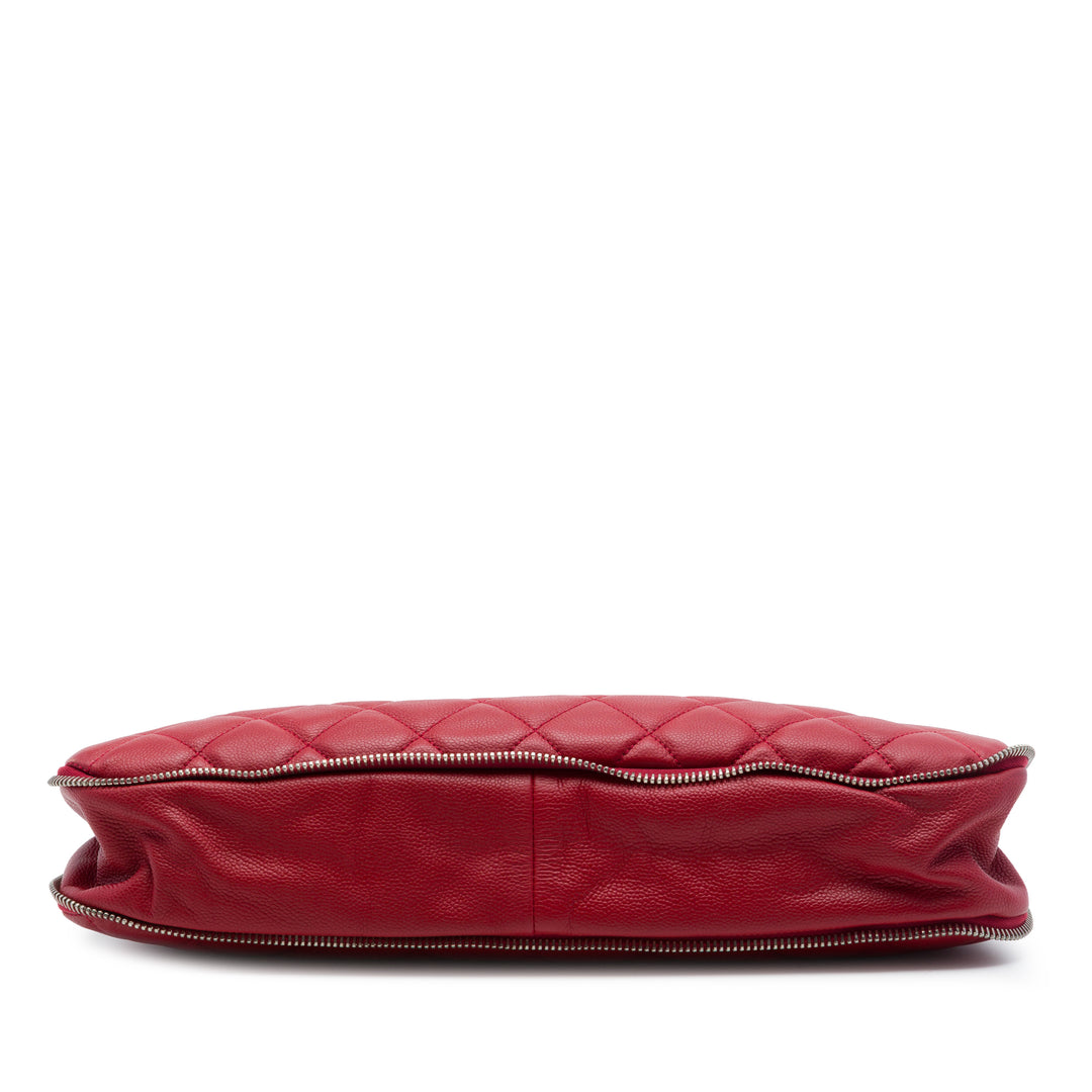 Matelassé Expandable Zippé Cabas Cuir caviar Rouge