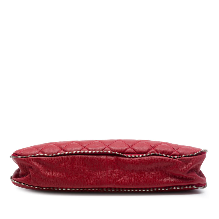 Matelassé Expandable Zippé Cabas Cuir caviar Rouge