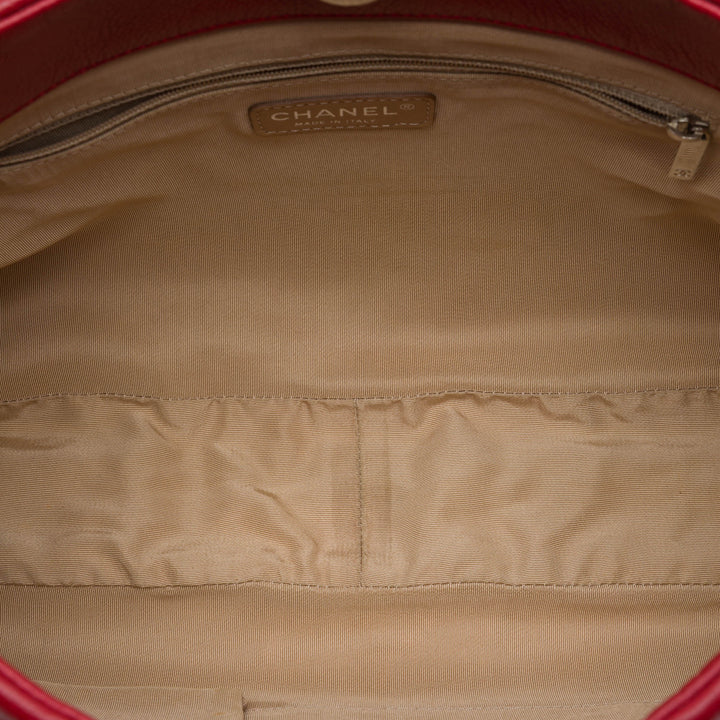 Matelassé Expandable Zippé Cabas Cuir caviar Rouge