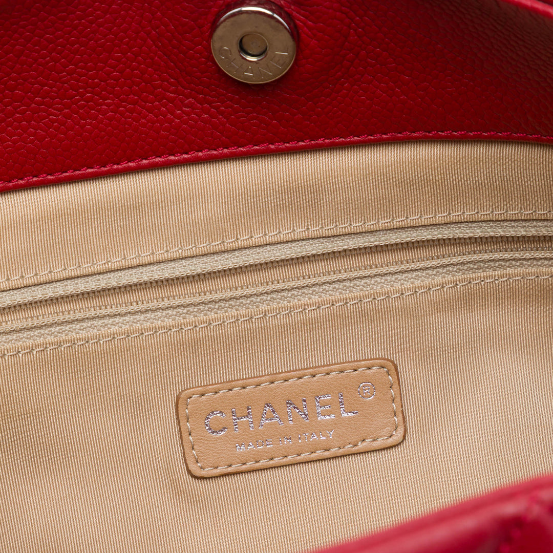 Matelassé Expandable Zippé Cabas Cuir caviar Rouge