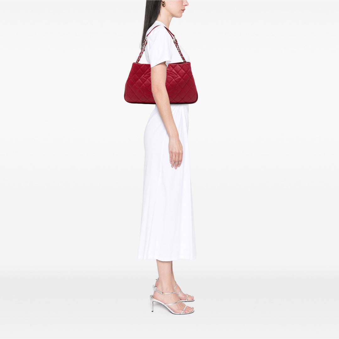 Matelassé Expandable Zippé Cabas Cuir caviar Rouge